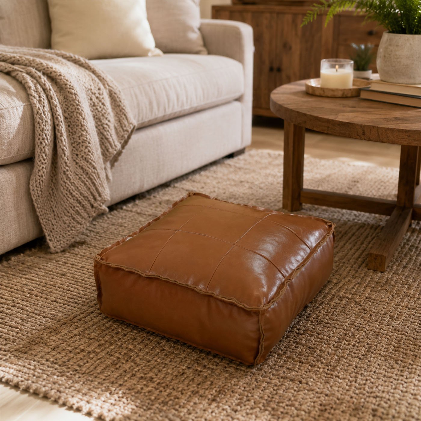 Signature Flanged Accent Pillow in Color 1 vegan leather stuffable storage furniture by Stow & Sit