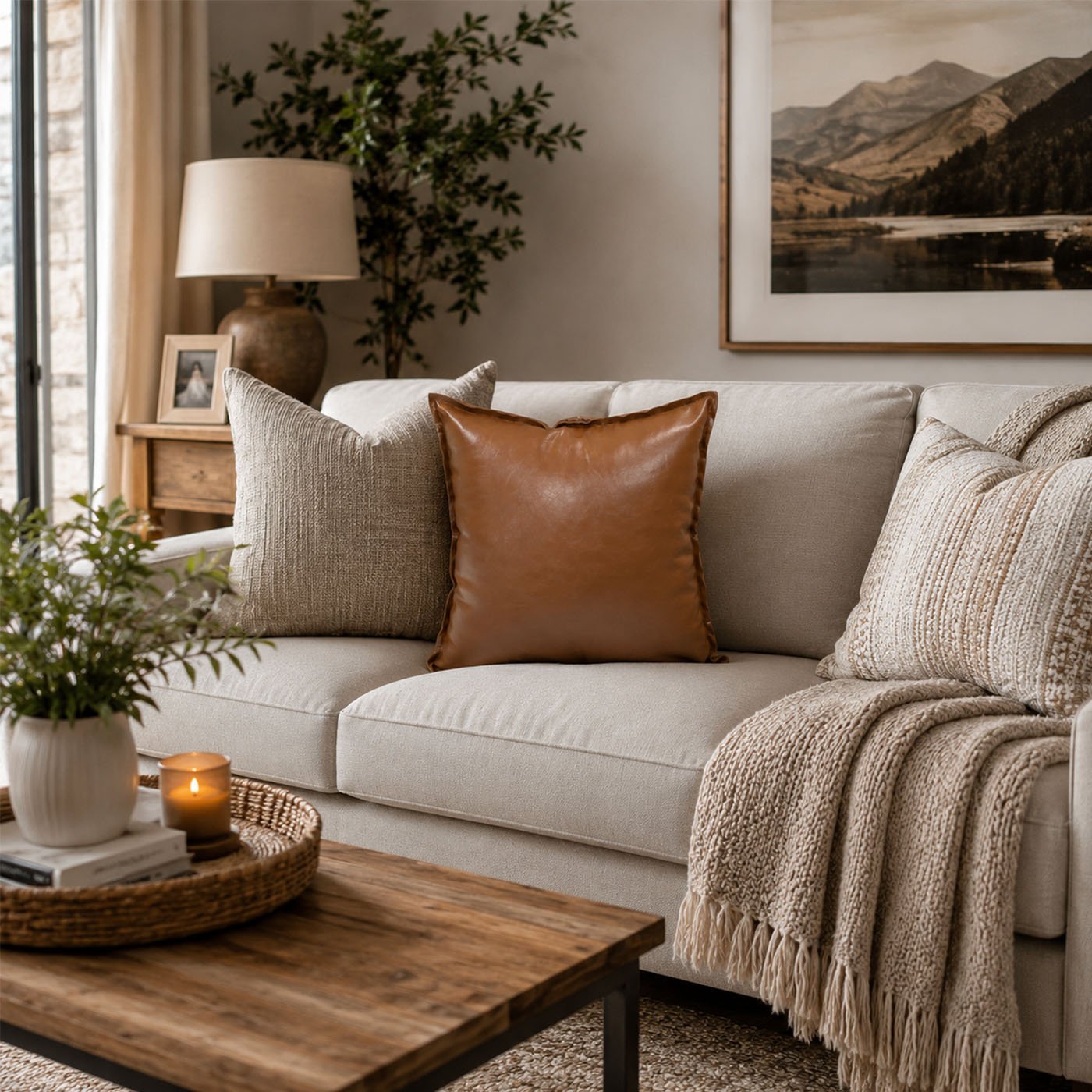 Classic Square Leather Pillow in Color 1 vegan leather stuffable storage furniture by Stow & Sit