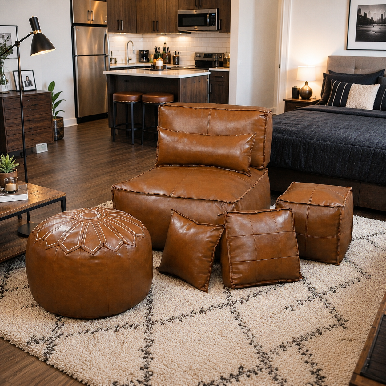 Ultimate Master Set in Color 1 vegan leather stuffable storage furniture by Stow & Sit