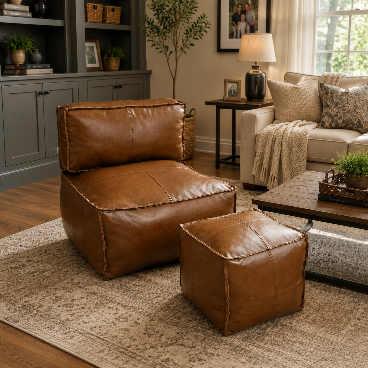 Solo Relaxer Bundle in Color 1 vegan leather stuffable storage furniture by Stow & Sit