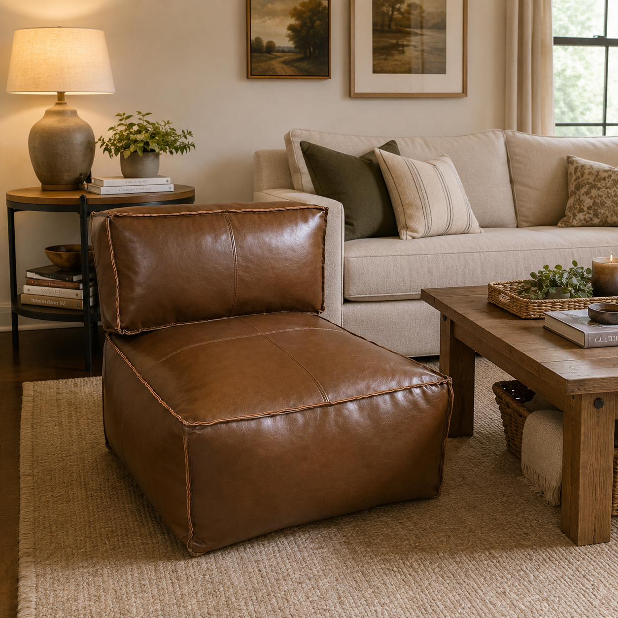 Essential Duo Bundle in Color 1 vegan leather stuffable storage furniture by Stow & Sit